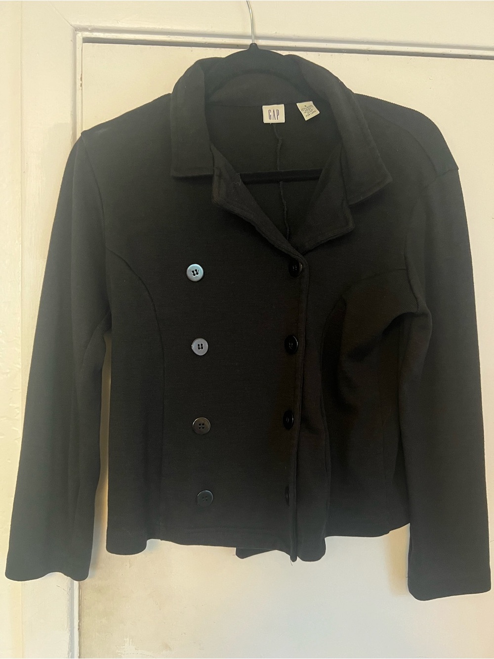 GAP Black Double-Breasted Women's Wool Blazer Jacket with Accent Buttons